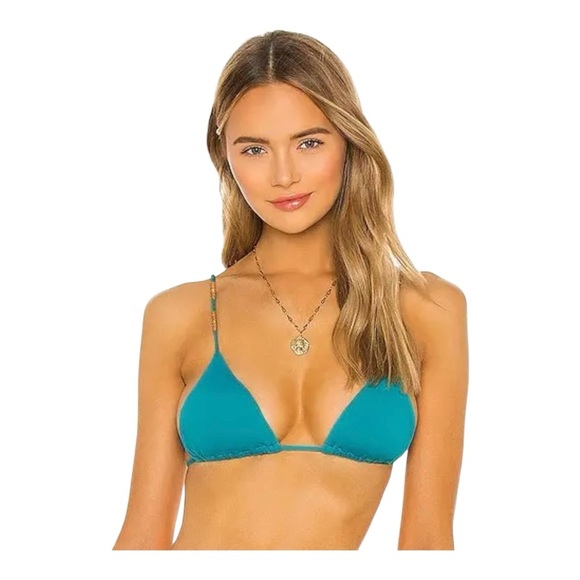 VIX PAULA HERMANNY Laura Tri Parallel Bikini Top In Blue NWT - Picture 1 of 6